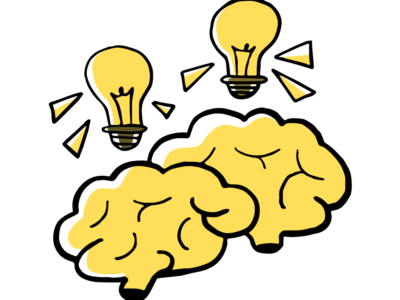 Image of two light bulbs and two brains