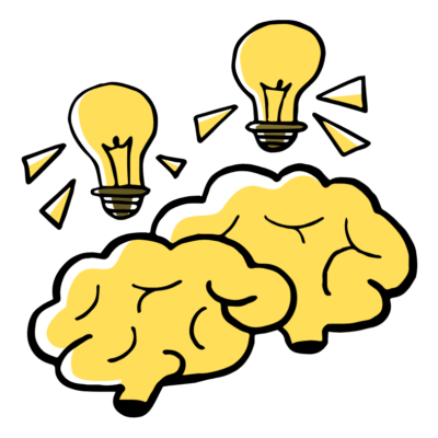 Image of two light bulbs and two brains